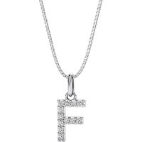 Letter F Diamond Initial Pendant Necklace in Sterling Silver