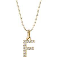 Letter F Diamond Initial Pendant Necklace in 9ct Gold