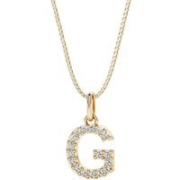 Letter G Diamond Initial Pendant Necklace in 9ct Gold