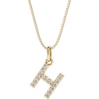 Letter H Diamond Initial Pendant Necklace in 9ct Gold