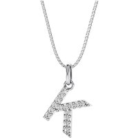 Letter K Diamond Initial Pendant Necklace in Sterling Silver