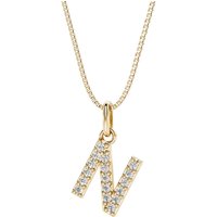 Letter N Diamond Initial Pendant Necklace in 9ct Gold