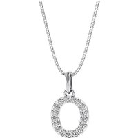 Letter O Diamond Initial Pendant Necklace in Sterling Silver