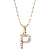 Letter P Diamond Initial Pendant Necklace in 9ct Gold