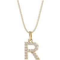 Letter R Diamond Initial Pendant Necklace in 9ct Gold