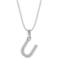 Letter U Diamond Initial Pendant Necklace in Sterling Silver