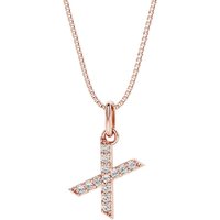 Letter X Diamond Initial Pendant Necklace in 9ct Rose Gold