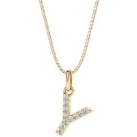 Letter Y Diamond Initial Pendant Necklace in 9ct Gold