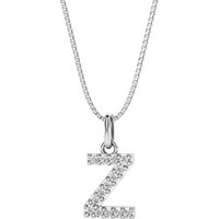 Letter Z Diamond Initial Pendant Necklace in Sterling Silver