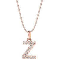 Letter Z Diamond Initial Pendant Necklace in 9ct Rose Gold