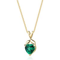 Heart Shaped Emerald Pendant Necklace, 9ct Gold Plated