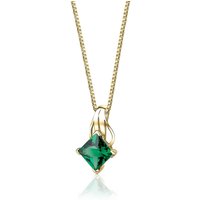 Princess Cut Emerald Pendant Necklace, 9ct Gold Plated