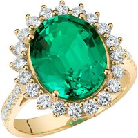 Colombian Emerald and Diamond Sunburst Signature Ring in 9ct Gold