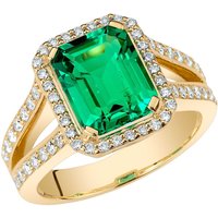 Emerald Cut Colombian Emerald and Diamond Ring in 9ct Gold
