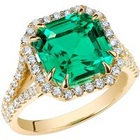 Square Cut Colombian Emerald and Diamond Ring in 9ct Gold