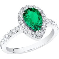 Pear Cut Colombian Emerald and Diamond Ring in 9ct White Gold