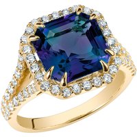 Square Cut Prestige Alexandrite and Diamond Ring in 9ct Gold