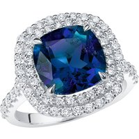 Cushion Cut Prestige Alexandrite and Diamond Ring in 9ct White Gold