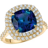 Cushion Cut Prestige Alexandrite and Diamond Ring in 9ct Gold