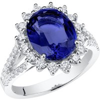 Heirloom Sapphire and Diamond Sunburst Ring in 9ct White Gold