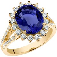 Heirloom Sapphire and Diamond Sunburst Ring in 9ct Gold