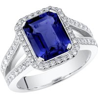 Emerald Cut Heirloom Sapphire and Diamond Ring in 9ct White Gold