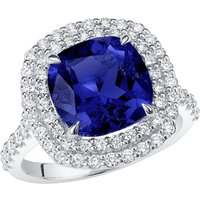 Cushion Cut Heirloom Sapphire and Diamond Ring in 9ct White Gold