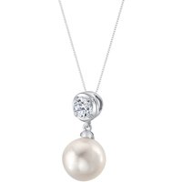 CZ and Pearl Sea Breeze Pendant Necklace in Sterling Silver