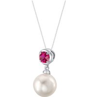 Ruby and Pearl Sea Breeze Pendant Necklace in Sterling Silver