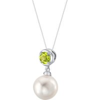 Peridot and Pearl Sea Breeze Pendant Necklace in Sterling Silver