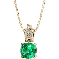 Colombian Emerald and Diamond Cherish Pendant Necklace in 9ct Gold