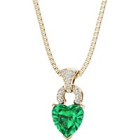 Colombian Emerald and Diamond Ornate Cherish Heart Pendant Necklace in 9ct Gold