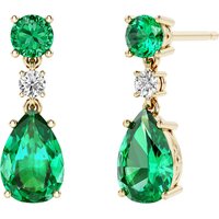 Colombian Emerald and Diamond Pear Drop Earrings in 9ct Gold