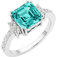 Paraiba Tourmaline and Diamond Prismic Ring in 9ct White Gold