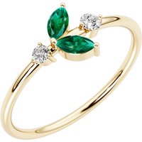 Emerald and Diamond Stackable Delicacy Petals Ring, 9ct Gold Plated