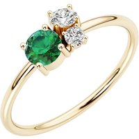 Emerald and Diamond Stackable Delicacy Cluster Ring, 9ct Gold Plated