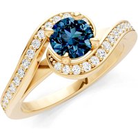 Alexandrite and Diamond Swirl Ring in 9ct Gold