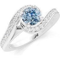 Aquamarine and Diamond Swirl Ring in 9ct White Gold