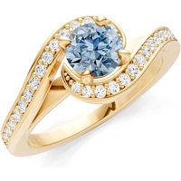 Aquamarine and Diamond Swirl Ring in 9ct Gold