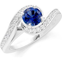 Sapphire and Diamond Swirl Ring in 18ct White Gold