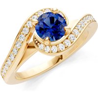 Sapphire and Diamond Swirl Ring in 18ct Gold