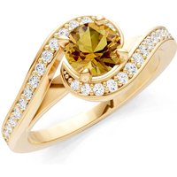 Citrine and Diamond Swirl Ring in 9ct Gold