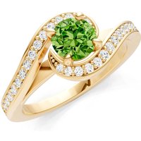 Peridot and Diamond Swirl Ring in 18ct Gold