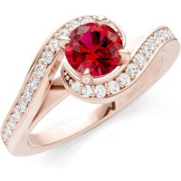 Ruby and Diamond Swirl Ring in 9ct Rose Gold