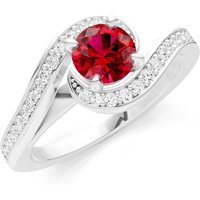 Ruby and Diamond Swirl Ring in 18ct White Gold