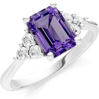 Amethyst and Diamond Antique Inspired Design Ring in 9ct White Gold