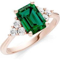 Emerald and Diamond Antique Inspired Design Ring in 9ct Rose Gold