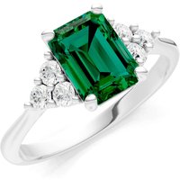 Emerald and Diamond Antique Inspired Design Ring in 18ct White Gold