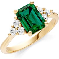 Emerald and Diamond Antique Inspired Design Ring in 9ct Gold