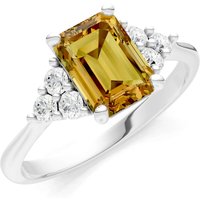 Citrine and Diamond Antique Inspired Design Ring in 18ct White Gold